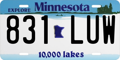 MN license plate 831LUW