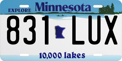 MN license plate 831LUX