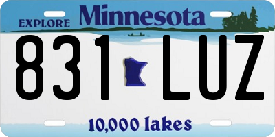 MN license plate 831LUZ