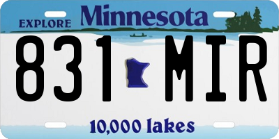 MN license plate 831MIR