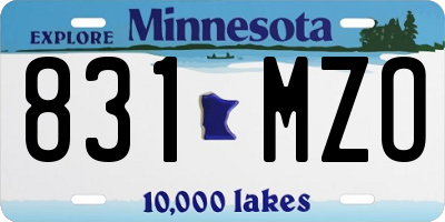 MN license plate 831MZO