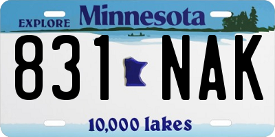 MN license plate 831NAK