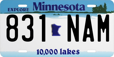 MN license plate 831NAM