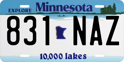 MN license plate 831NAZ