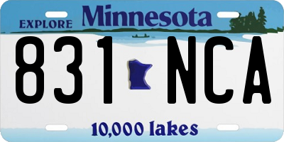 MN license plate 831NCA