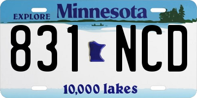 MN license plate 831NCD