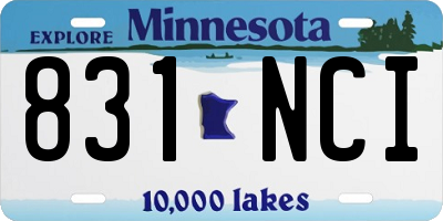 MN license plate 831NCI