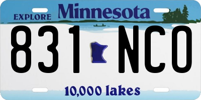 MN license plate 831NCO