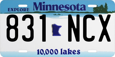 MN license plate 831NCX