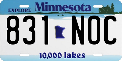 MN license plate 831NOC