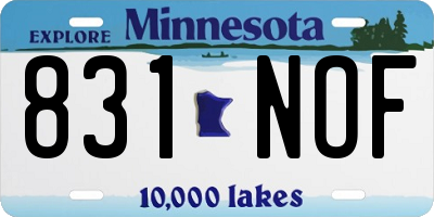 MN license plate 831NOF
