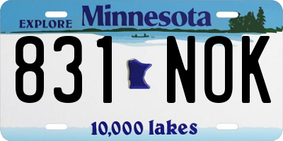 MN license plate 831NOK