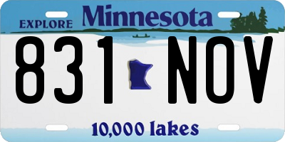 MN license plate 831NOV