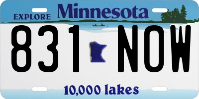 MN license plate 831NOW