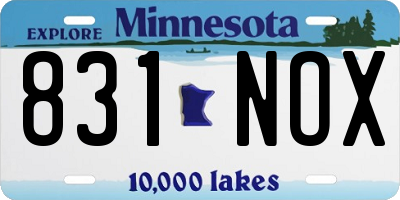 MN license plate 831NOX