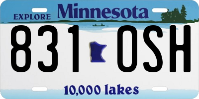 MN license plate 831OSH