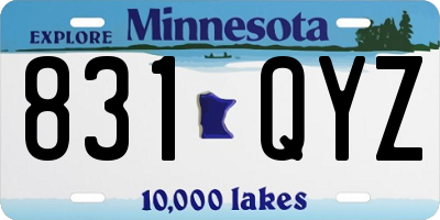 MN license plate 831QYZ