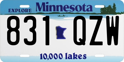 MN license plate 831QZW
