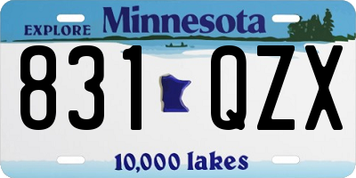MN license plate 831QZX
