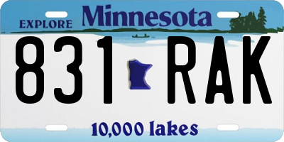 MN license plate 831RAK