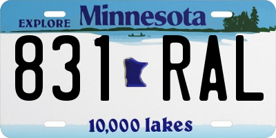 MN license plate 831RAL