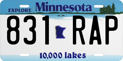 MN license plate 831RAP