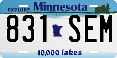 MN license plate 831SEM