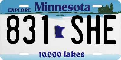 MN license plate 831SHE