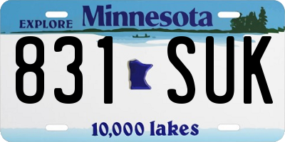 MN license plate 831SUK