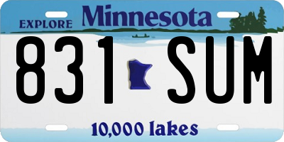 MN license plate 831SUM