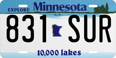 MN license plate 831SUR