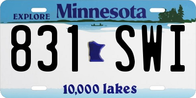 MN license plate 831SWI