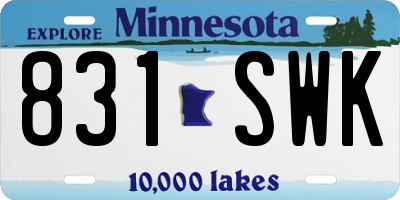 MN license plate 831SWK