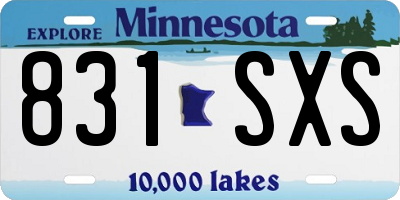MN license plate 831SXS