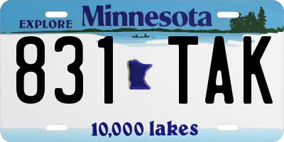 MN license plate 831TAK
