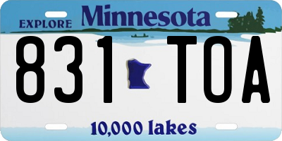 MN license plate 831TOA