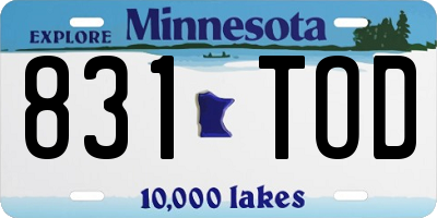 MN license plate 831TOD