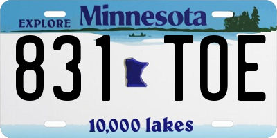 MN license plate 831TOE