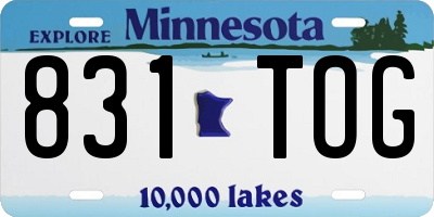 MN license plate 831TOG