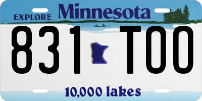 MN license plate 831TOO