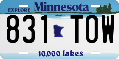 MN license plate 831TOW