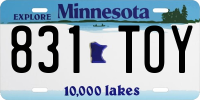 MN license plate 831TOY