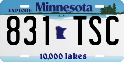 MN license plate 831TSC