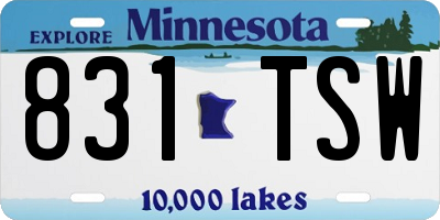MN license plate 831TSW