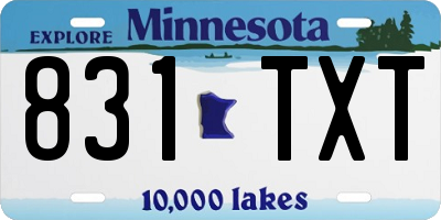 MN license plate 831TXT