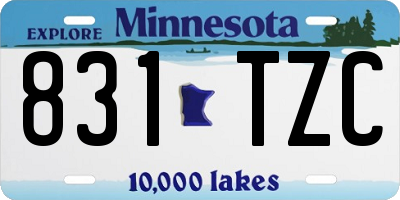 MN license plate 831TZC