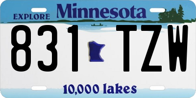 MN license plate 831TZW