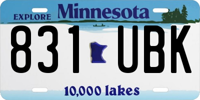 MN license plate 831UBK