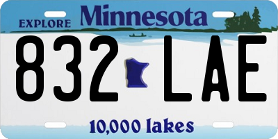 MN license plate 832LAE