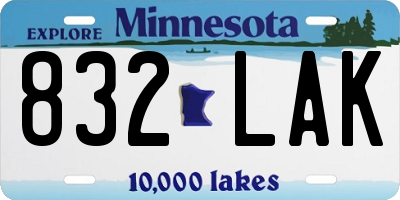 MN license plate 832LAK